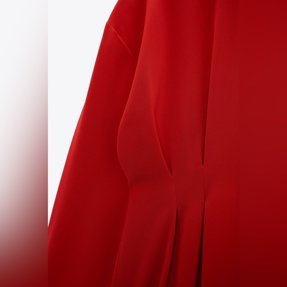 Zara - RED PLEATED MINI DRESS (XS) - Picture 7 of 10